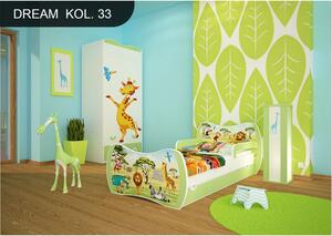 Dětská postel se šuplíkem 140x70cm SAFARI PÁRTY + matrace ZDARMA! - modrá barva