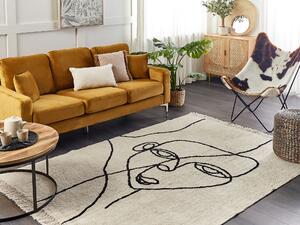Bavlněný koberec 140 x 200 cm béžový/ černý NURU