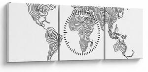 Obraz - Mapa v liniích (s hodinami) (90x30 cm)