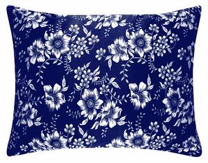 Krepový povlak na polštář Flowers modrý Velikost: 40 x 40