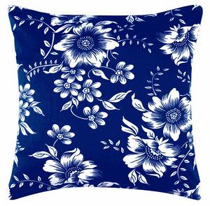 Krepový povlak na polštář Flowers modrý Velikost: 40 x 40