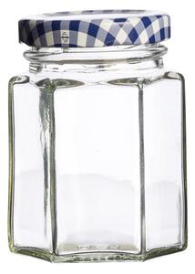 Sada 12 zavařovacích sklenic s modrým víčkem Kilner Hexagonal, 48 ml