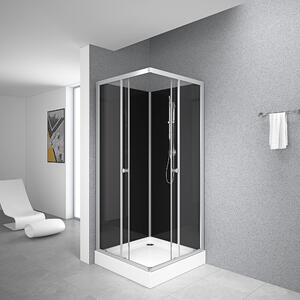 Sprchový komplet MARWELL kompletní sprcha Black Reef - sprchový kout 80 x 80 x 195 cm - kompletní sada včetně sprchové vaničky a baterie - s rohovým vstupem