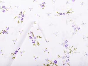 Bavlněná látka/plátno Sandra SA-296 Drobné fialové kvítí na bílém - šířka 160 cm