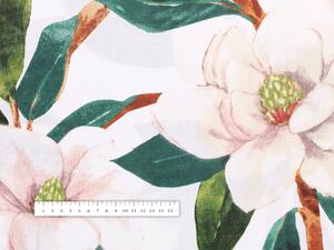 Biante Bavlněné prostírání na stůl Sandra SA-293 Magnolie se zelenými listy na bílém 30x40 cm