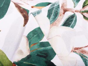 Biante Bavlněný závěs Sandra SA-293 Magnolie se zelenými listy na bílém 150x140 cm