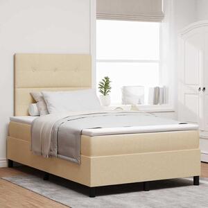 Postel s boxspringem s čelo Krémová 120 x 190 cm textil 3339376