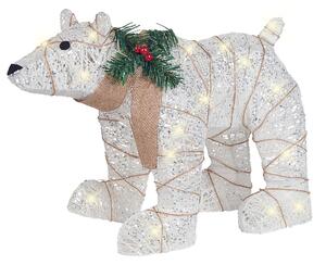 Venkovní dekorace medvěd s LED osvětlením 34 cm bílá SIVULA