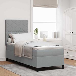 Postel s boxspringem s čelo Světle šedá 80 x 200 cm textil 3339420