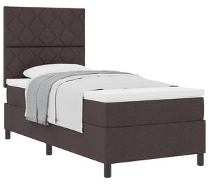 Postel s boxspringem s čelo Tmavě hnědá 100 x 200 cm textil 3339444