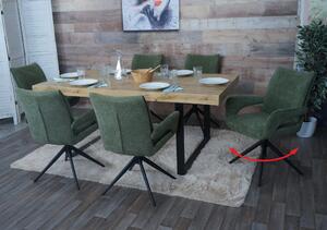 Sada 6 jídelních židlí HWC-O78, kuchyňská židle, otočná, látka/textil šenil (310 g/m²) Oeko-Tex zelená