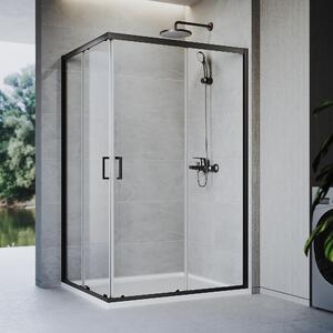 SONNI 100 x 100 x 185 cm matně černý sprchový kout, posuvné dveře s horní a spodní lištou, sklo 5 mm, rám dveří s rozsahem nastavení 20 mm
