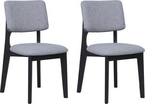 ByLIVING sada 2 jídelních židlí ELSA / šedá tkaná látka / černý rám z masivního dřeva / š 48, v 87, hl 54 cm