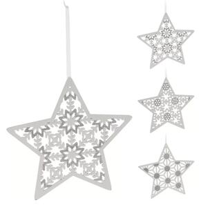 Vánoční závěsná hvězda GLITTER STAR 22 cm, bílá