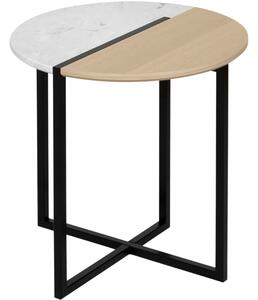 Hnědo bílý mramorový odkládací stolek TEMAHOME Sonata 50 cm