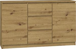 Topeshop 2D3S ARTISAN, Dub, 3 zásuvka/zásuvek, Dřevotřískové desky, Jednobarevný, Moderní, Dřevotřískové desky