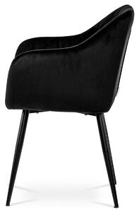 Jídelní židle černá matná sametová látka PIKA BK4