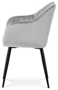 Jídelní židle stříbrná matná sametová látka PIKA SIL4