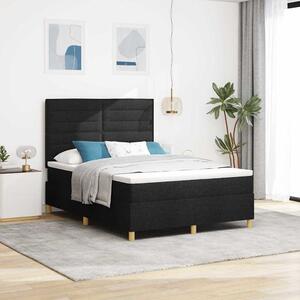 Postel s boxspringem s matrací s čelo Černá 140 x 190 cm textil 3339541