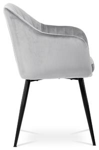 Jídelní židle stříbrná matná sametová látka PIKA SIL4