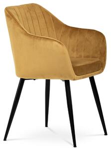 Jídelní židle BEATRICE potah žlutá matná sametová látka
