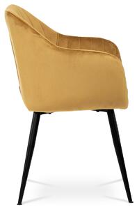Jídelní židle BEATRICE potah žlutá matná sametová látka