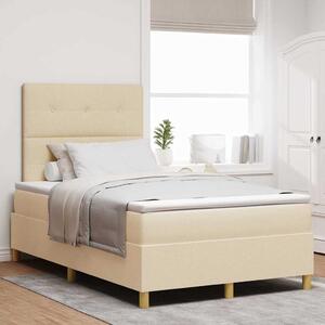 Postel s boxspringem s čelo Krémová 120 x 200 cm textil 3339614
