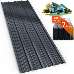 GARDEBRUK® 12x trapézový plech 129x46cm = 7m² Pozinkovaný nerezový plech odolný proti povětrnostním vlivům Profilovaný plech Vlnitý plech Střešní panely Zahradní přístřešek Přístřešek na auto Antracitová barva