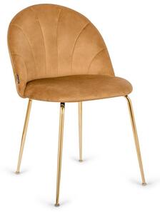 Elegantní čalouněná jídelní židle Velvet GOLD - glamour design, robustní ocelový rám