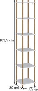 Rohová police Vicco Bivio Bílá/borovice 30 x 163.5 cm 6 polic, Model 57479