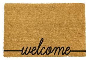 Černá rohožka z přírodního kokosového vlákna Artsy Doormats Welcome Scribbled, 40 x 60 cm