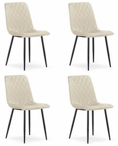 Židle Valora TURIN béžová sametová x4 - 4 béžové židle pro interiérový design