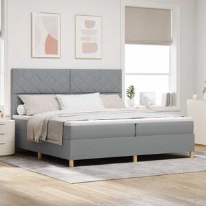 Postel s boxspringem s čelo Světle šedá 200 x 200 cm textil 3339721