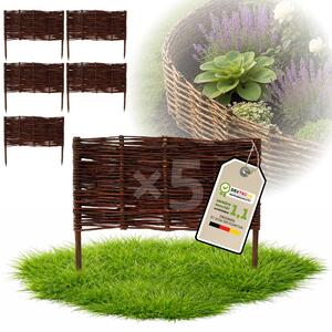 Floranica 5 kusů Vrbový plot 40 cm x 60 cm – Zahradní plot z vrbového proutí Palisáda Přírodní oplocení Ohraničení záhonu