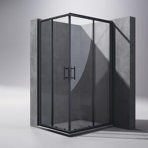 SONNI 70x80x195cm černý rohový sprchový kout posuvné dveře sprchový kout dvojité sprchové dveře rohový vstup ESG skleněný sprchový kout