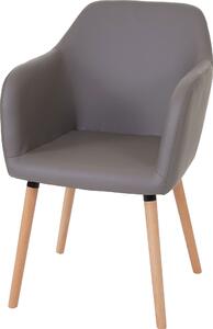 Jídelní židle Malmö T381, židle kuchyňská židle, retro design 50. let Imitace kůže, taupe-šedá, světlé nohy