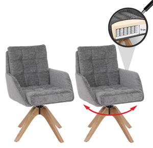 Sada 2 kusů jídelní židle HWC-Q36, kuchyňská židle, otočná, potah z chenille (680 g/m²), certifikát Öko-Tex, dřevo MVG šedá