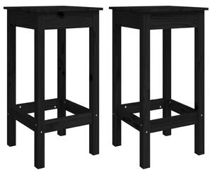 Barové židle 2 ks černé 40 x 40 x 78 cm masivní borové dřevo