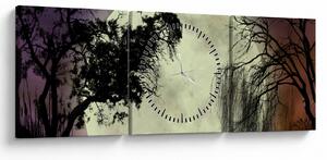Obraz - Úplněk nad hladinou (s hodinami) (90x30 cm)