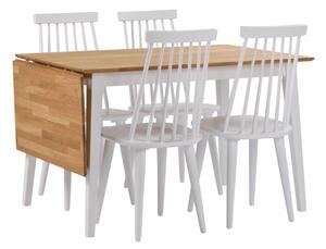 Přírodní sklápěcí dubový jídelní stůl s bílými nohami Rowico Filippa, 120 x 80 cm
