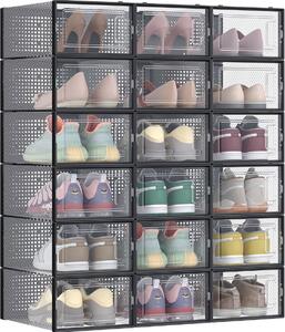 Organizér na boty MARI, 18boxů, průsvitná/černá SongmicsHome