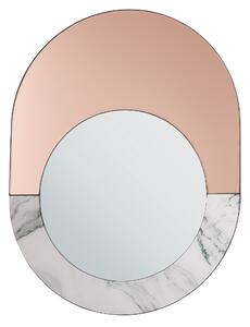 Nástěnné zrcadlo oválné 65 x 50 cm růžovo zlaté / bílý mramor RETY