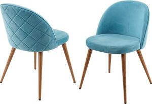 Sada 2 jídelních židlí HWC-D53, židle kuchyňská židle retro design 50. let, sametová tyrkysová