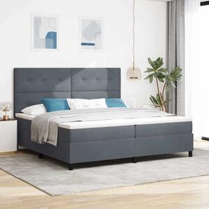 Postel s boxspringem s čelo Tmavě šedá 200 x 200 cm samet 3339855