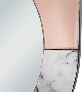 Nástěnné zrcadlo oválné 65 x 50 cm růžovo zlaté / bílý mramor RETY