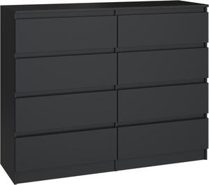 Topeshop M8 120 CZERŃ, Černá, 8 zásuvka/zásuvek, Dřevotřískové desky, Jednobarevný, Moderní, Dřevotřískové desky