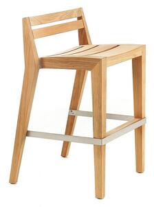 Ethimo Nižší barová židle Ribot, Ethimo, 51x43x82 cm, teakové dřevo, nerezová ocel, bez sedáku