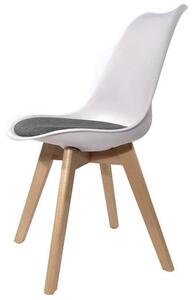 Skandinávská jídelní židle ve vzhledu bílé/šedéPolyuretankůže, dřevěné nohy, moderní design, pohodlná kuchyňská židle