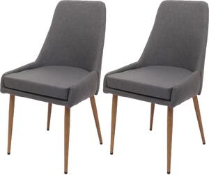 Sada 2 jídelních židlí HWC-O27, kuchyňská židle čalouněná židle, látka/textil (280g/m²) kov tmavě šedá