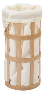 Světlý dřevěný koš na prádlo s bílým vakem Wireworks Cage
